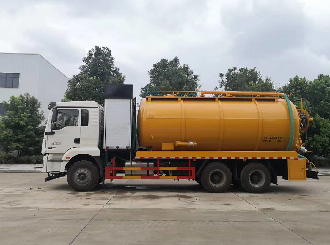 陜汽德龍后雙橋23立方清洗吸污車