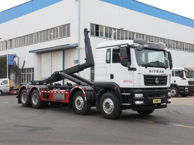重汽汕德卡前四后八勾臂垃圾車